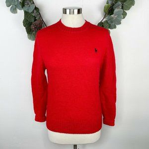 VTG HUNT CLUB Womens Sweater Sz L 100% Shetland Wool Knit 80s 90s JCP Crew Red
